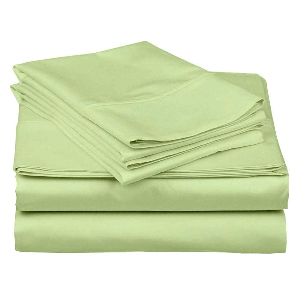 Solid Bedsheet Queen Size With 2 Pillow Cover - 90 X 100 Inches, Sage Green | Ideal For Guest Houses, & Daily Home Use | 144 Thread Count