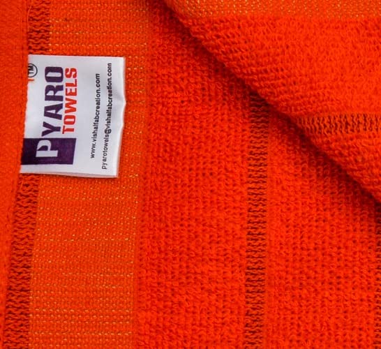 Pyaro Large Size Cotton Bath Towel 450 Gsm | Ultra Absorbent, Quick Drying & Super Soft Bathing Towel (Orange)