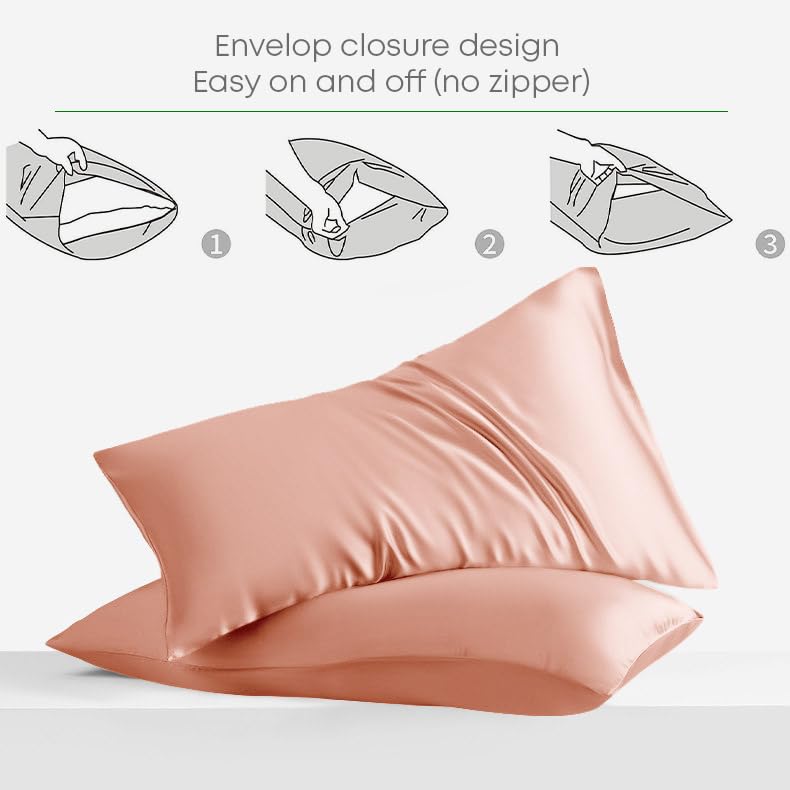 Elastic Fitted Queen Size Bedsheet - 60 X 78 Inches, Peach | 400 Thread Count Silky Soft | Naturally Soft, Breathable, & Skin-Friendly