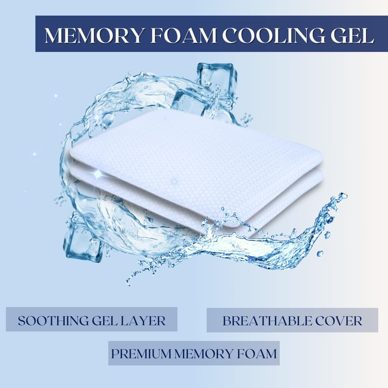 Ultra Slim Pillow, Memory Foam Pillow For Sleeping - 25.5 X 16.5 X 1 Inch | Ultra Thin Pillow For Neck Pain Relief - Thin Cervical Pillow For Neck Support, Orthopedic Pillow - Pack Of 2