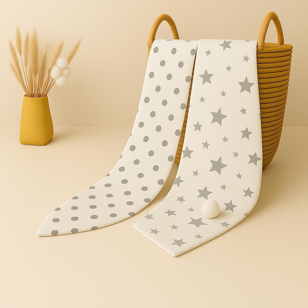 Organic Cotton Muslin Baby Bath Towel 200 Gsm | Cotton Cloth Premium Baby Washable Reusable, Absorbent, Extra Soft (Grey Dot & Grey Star)- Pack Of 2