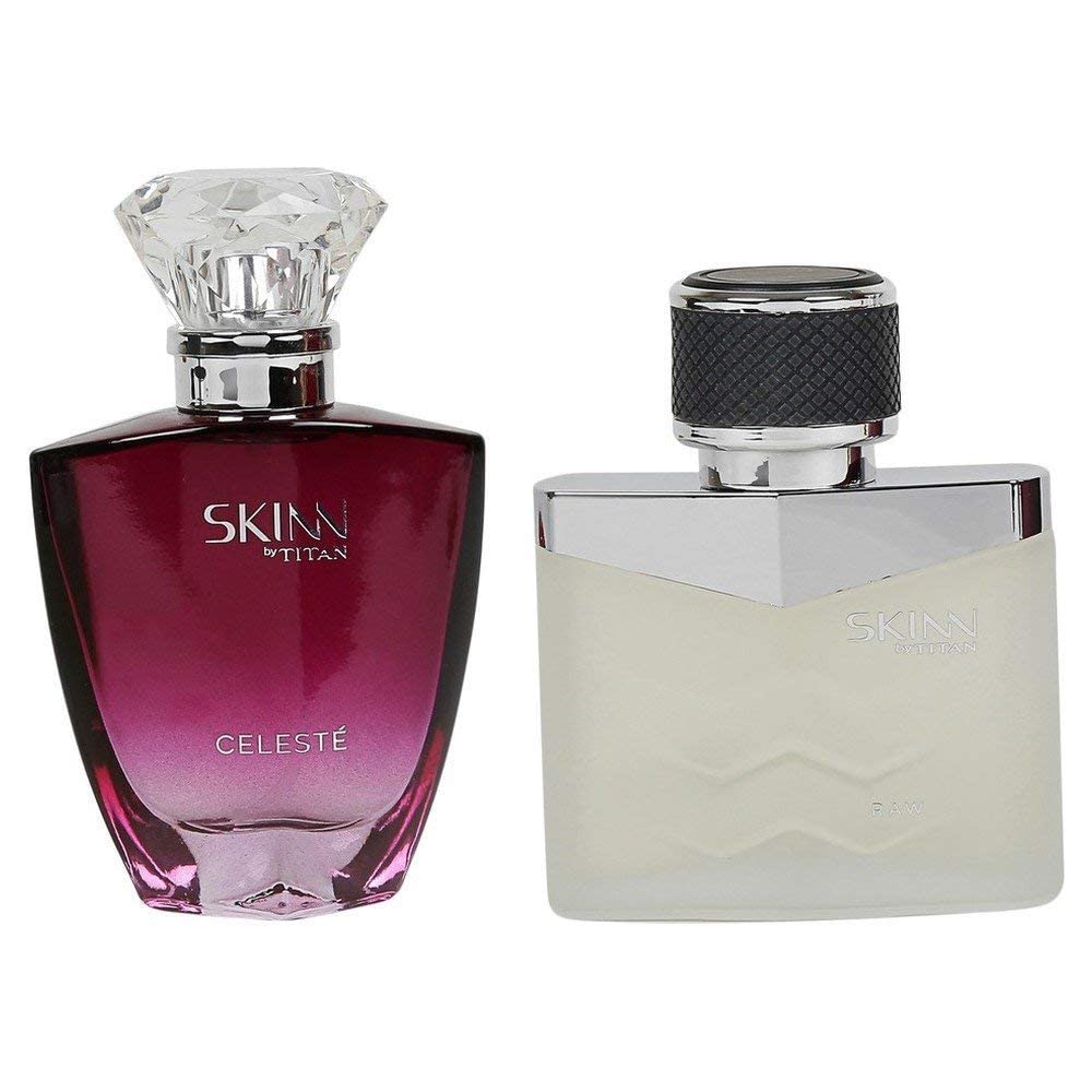 Skinn By Titan Raw And Celeste Perfumes For Men And Women, 50ml 1.6 Fl.oz. Each Pack Of 2