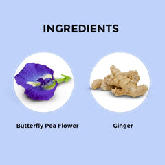 Blue Tea Butterfly Pea Flower Ginger Herbal Tea - 30 Pyramid Tea Bags | Sun Dried Flower Antioxidant Tea - Caffeine Free, Detox Tea | No Added Colors, Aparajita - Shankhpushpi, Zipper Pack
