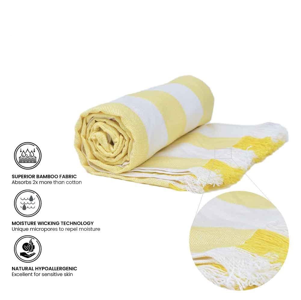 Velve 100% Bamboo Bath Towel 270 Gsm | 2x Softer & Absorbent Than Cotton Towels | Skin Friendly With Non-Toxic Colors (Yellow)