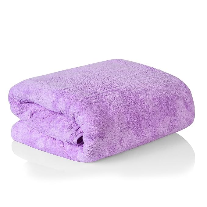 Maxoshine Microfiber Bath Towels Large Size-Super Soft Coral Fleece Bathing Towel With Hook Quick Dry Super Absorbent-Bath Towel For Men & Women (Purple)