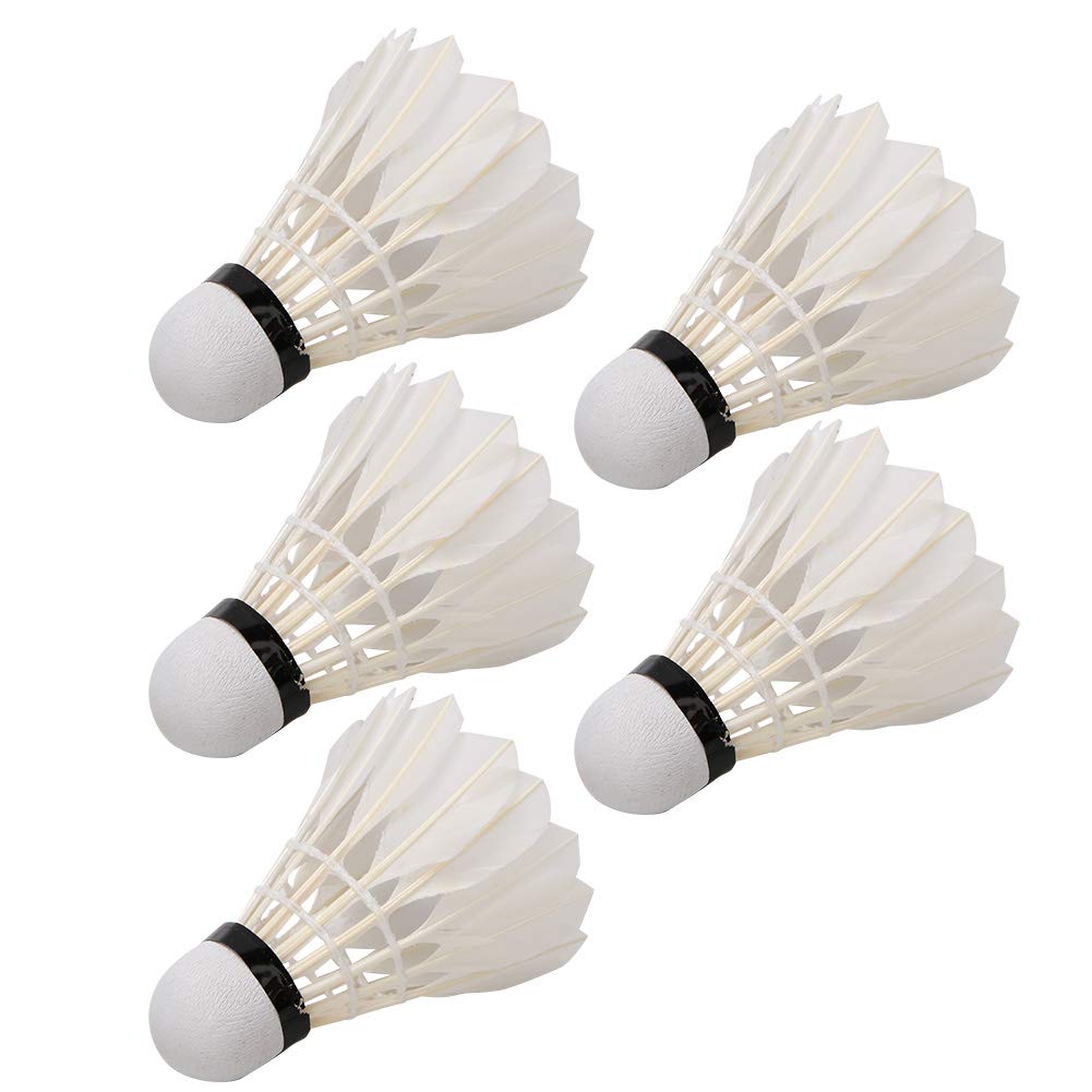Vgeby1 Badminton Feather Shuttlecocks , Made Of High Quality Duck Feather | White , Pack Of 5