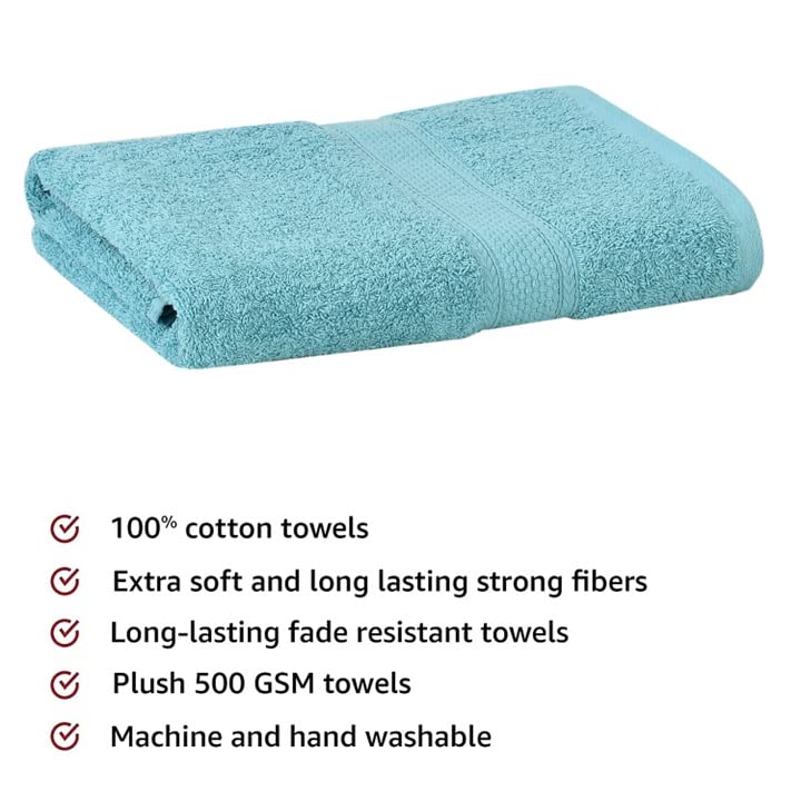 Fresh From Loom Luxury Edition Egyptian 100% Pure Cotton Bath Towel 600 Gsm | High Water Heavy Soft Dual Stitched Bath Towel (Turquoise Blue)
