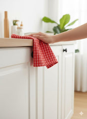 Pixel Home Decor Hand Towel 200 Gsm | Kitchen, Cleaning Towel Superior Cotton Multi-Purpose (Red)