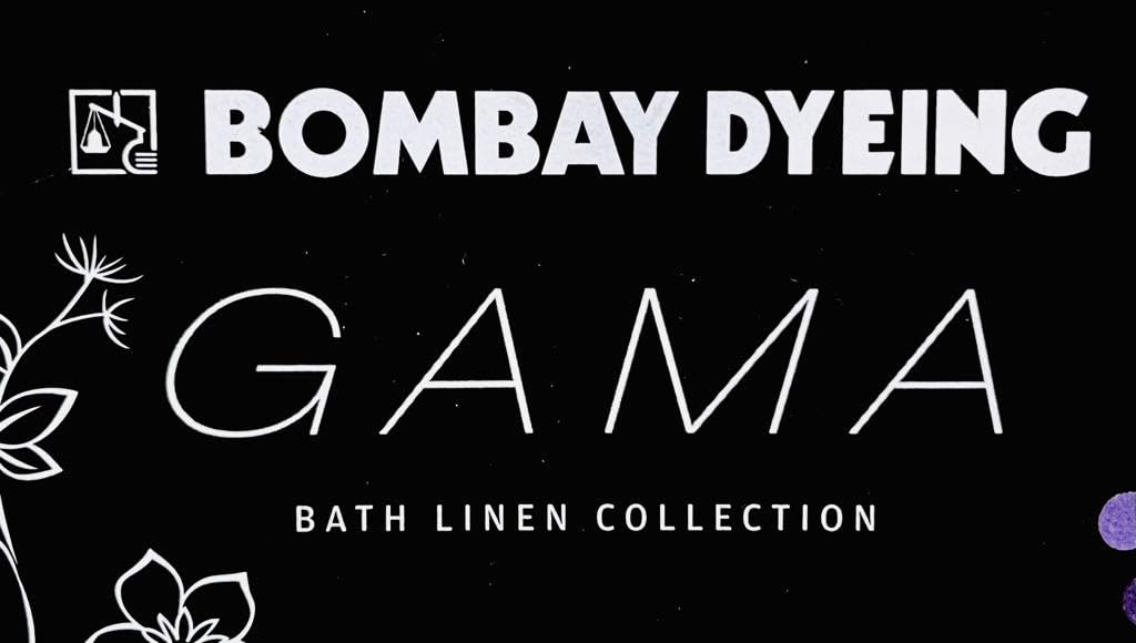 Bombay Dyeing Gama 450 Gsm | 100% Cotton Large Size Bath Towel Collection (Gama Large Floral) - Blue & White