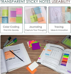 Multicolor Transparent Plastic Sticky Note - 250 Sheets | Sticky Notes For Office, School & Study