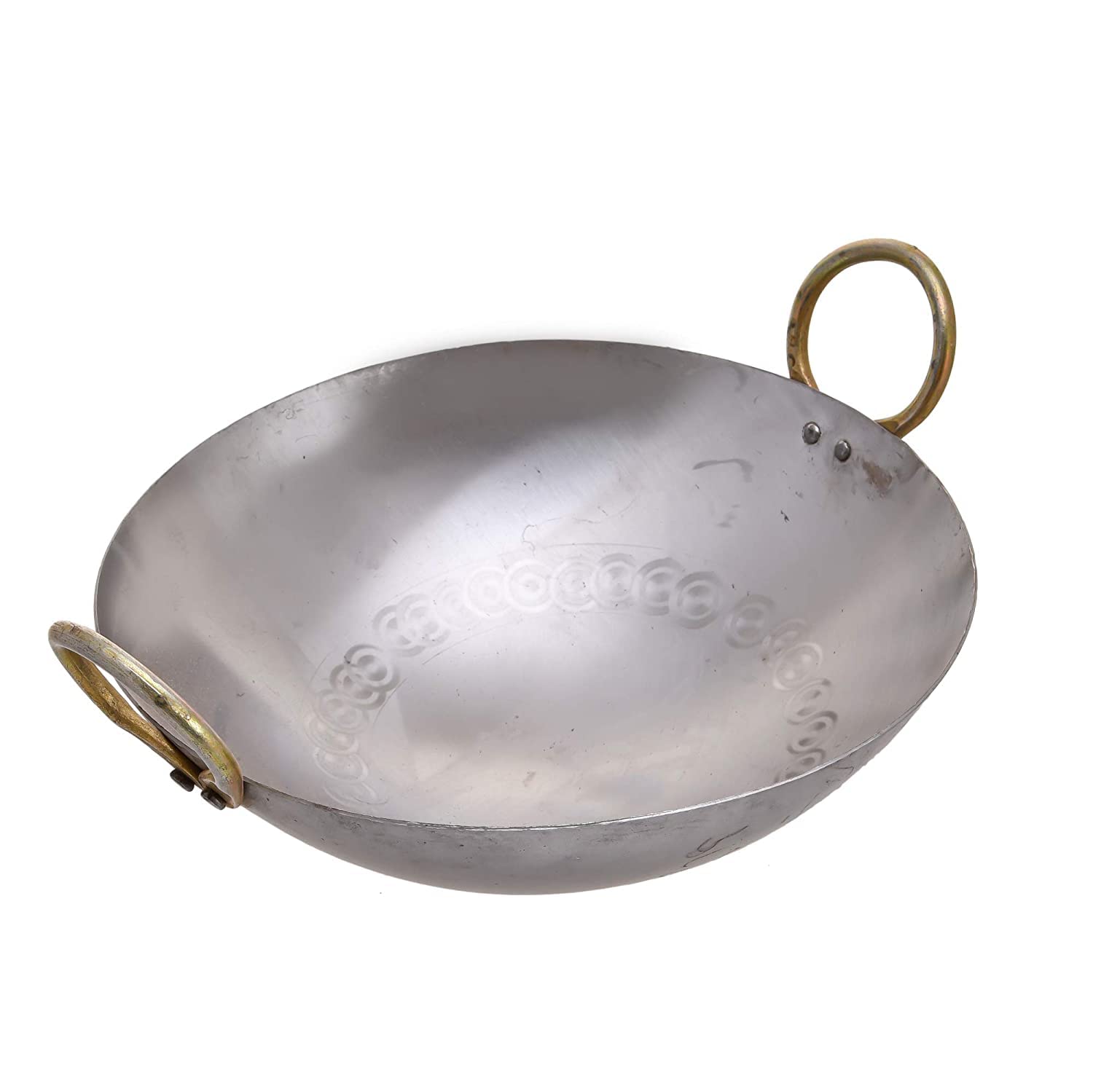 Heavy Base Silver Iron Kadhai, 500ml | Kadai With Handle For Kitchen - Deep Frying Kadai | Free Stainless Steel Scrubber