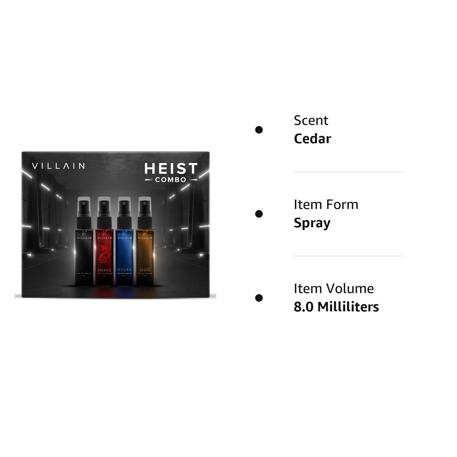 Villain Heist Combo Premium Perfume Gift Set - 4x 0.27 Fl.oz. | Luxury Gift Kit For Men