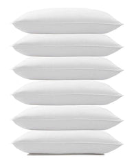 Microfiber Soft White Pillows | Pillows For Sleeping, Bed Pillow - 40x60 Cm | Durable Construction For Long-Lasting Use, For Optimal Neck & Head Support, Easy-Care Convenience - Set Of 6