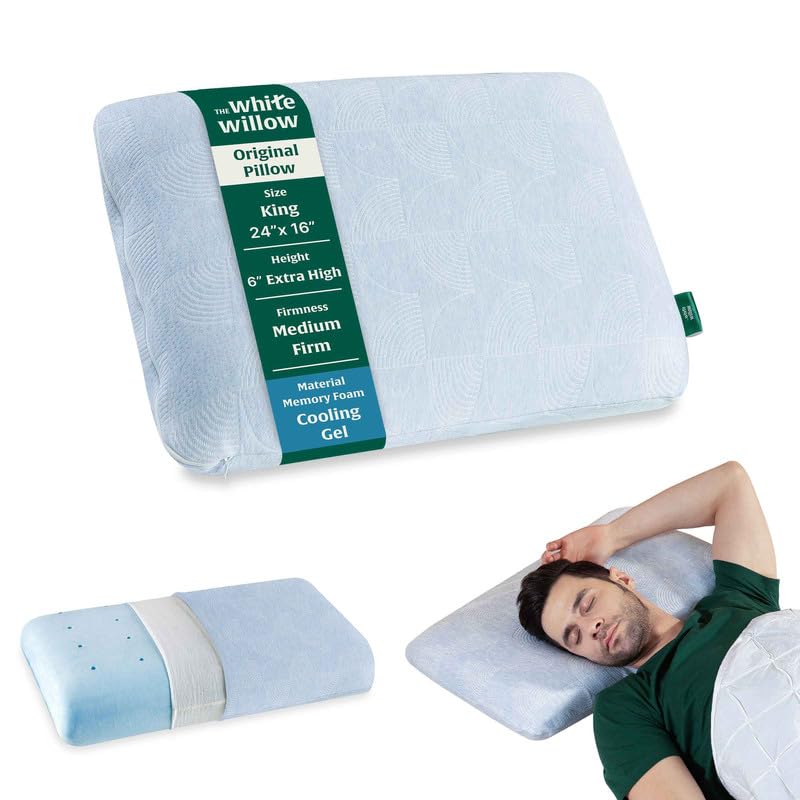 Memory Foam Pillow For Neck & Shoulder Pain Relief, Sky-Blue - XL King Size - 6 Inch | Cool Gel-Orthopedic Cervical Pillow For Sleeping | Big Pillow - Thick Pillow For Back & Side Sleeper