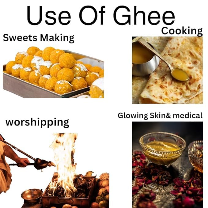 Premium A2 Desi Cow Ghee By Shree Kalpadruma | Pure Cow Ghee For Better Digestion & Immunity Good For Sweets | 3 Litre (1 Litr * 3) 101.4 | Jar Pack