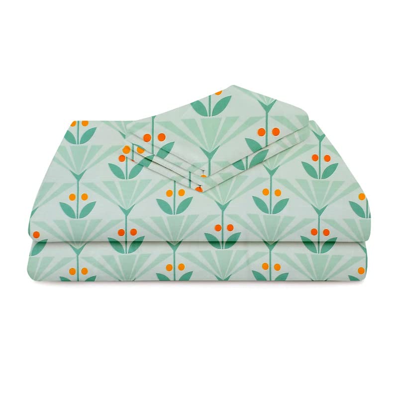 Double Bedsheets With 2 King Size Pillow Covers | 90 X 90 Inches, Pastel Green | Super Soft Premium Brushed Glace Cotton Bedsheet, Breathable & Wrinkle Free