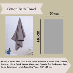 Fezora 100% Cotton Bath Towel 450 Gsm | Ultra Soft, Quick Dry, High Absorbency, Skin-Friendly Large Size Bath Towel (Grey)