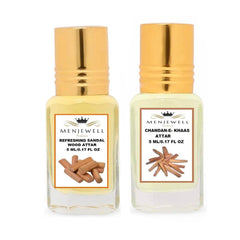 Menjewell Chandan-E-Khaas Attar Perfume 5ml 0.17 Fl.oz. Each Pack Of 2 Unisex Fragrance | Long Lasting | Luxury Fragrance