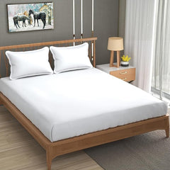 Plain Double Bedsheet For Queen Size With 2 Matching Pillow Covers For Home - 90 X 100 Inches, White | Smooth Finish, Soft Touch & Breathable Comfort For Everyday Use