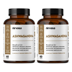 Nirvasa Ashwagandha Tablets For Men & Women 500mg With Natural Ashwagandha Extract For Immunity, General Wellness & Improves Muscles Strength | 60 Tablets 100gm 0.2lbs Each Pack Of 2