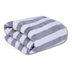 Mjn Microfiber Bath Towels Strip 310 Gsm | Extra Soft Plush & Quick Dry High Absorbency Large Size Towels For Bathing (Grey Line)