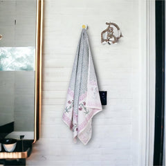 Texstylers 100% Cotton Waffle Weave Bath Towel 900 Gsm | Soft, Quick Dry, Lightweight & Absorbent Large Size Spa Towel For Bathroom, Gym, Travel (Grey Chevron) -Pack Of 3