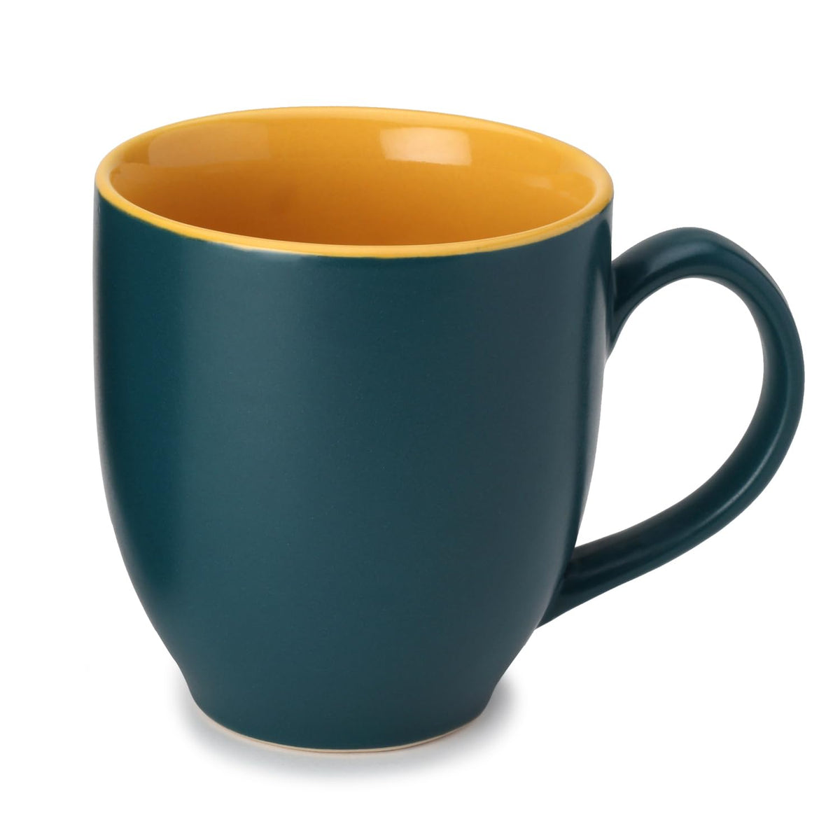 Ceramic Tea & Coffee Mug Set Of 1 - Large, 400ml, Teal | Ideal For Latte, Cappuccino, Green Tea, Hot Chocolate & Milk - Matte & Glossy Finish