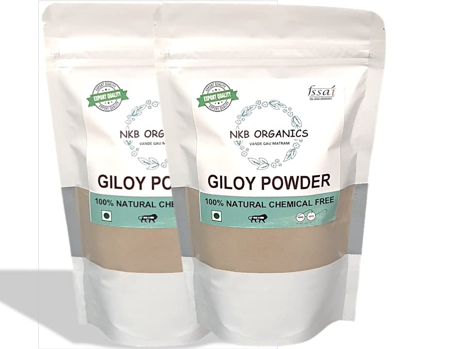 Nkb Organics Giloy Powder Guduchi Gulvel, Amrita, Amruta, Tinospora Cordifolia, Pure Natural & Organic, For Immunity Wellness | 250gm 0.5lbs Each Pack Of 2