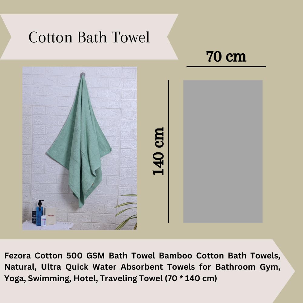 Fezora 100% Cotton Bath Towel 450 Gsm | Ultra Soft, Quick Dry, High Absorbency, Skin-Friendly Large Size Bath Towel (Firozi)
