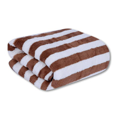 Mjn Microfiber Bath Towels Strip 310 Gsm | Extra Soft Plush & Quick Dry High Absorbency Large Size Towels For Bathing (Brown Line)