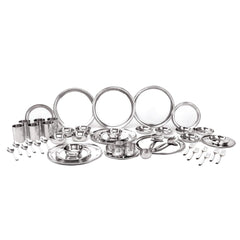 Stainless Steel Shagun Solid Dinner Set Of 50 Pcs, Silver | Ideal For 6 People - Dishwasher Safe