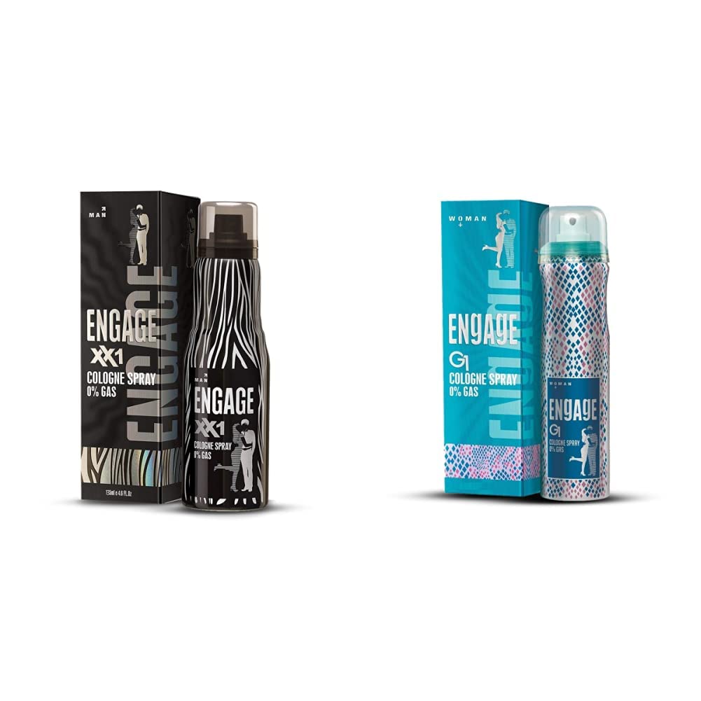 Engage Cologne Spray XX1 For Men & G1 Cologne Spray For Women 135ml Each 4.5 Fl.oz. | Perfect For Gifting