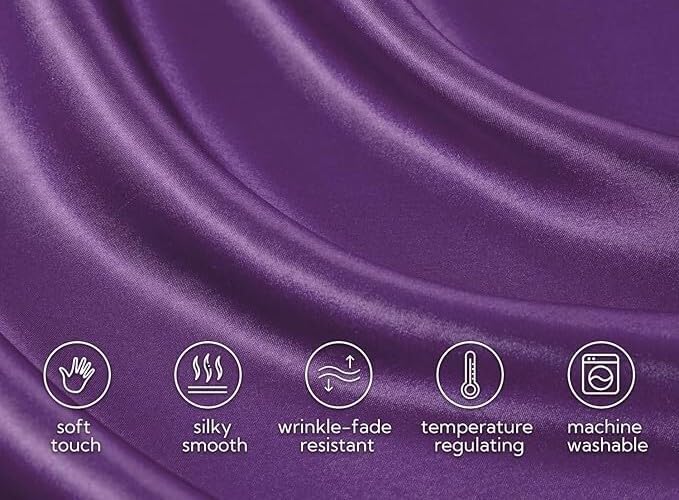 Silk Flat Bedsheet For Double Bed - 90x100 Inches, Purple | Luxuriously Soft, Smooth & Skin-Friendly | Daily Use Breathable, Durable & Elegant Bedding For All Seasons