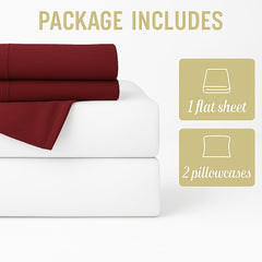 Microfiber Plain Bedsheets Double Size Include Pillow Cover Ultra Soft - 90x100 Inch, Maroon & White Bed Sheet | Good For Home, Hotel, Villa, Resort & Guest House