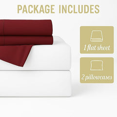Bedsheets For King Size Include Pillow Cover, Soft - 108 X 108 Inch, Burgundy & White | Microfiber Plain Bed Sheet - Durable & Long Lasting Bedsheet