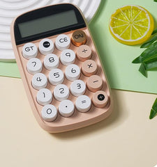 Fycan Mechanical Pushbutton Calculator With Large LCD Display Anti-slip Design Colorful 10 Digit Reliable Calculator For Office School Home Business (Khakhi)