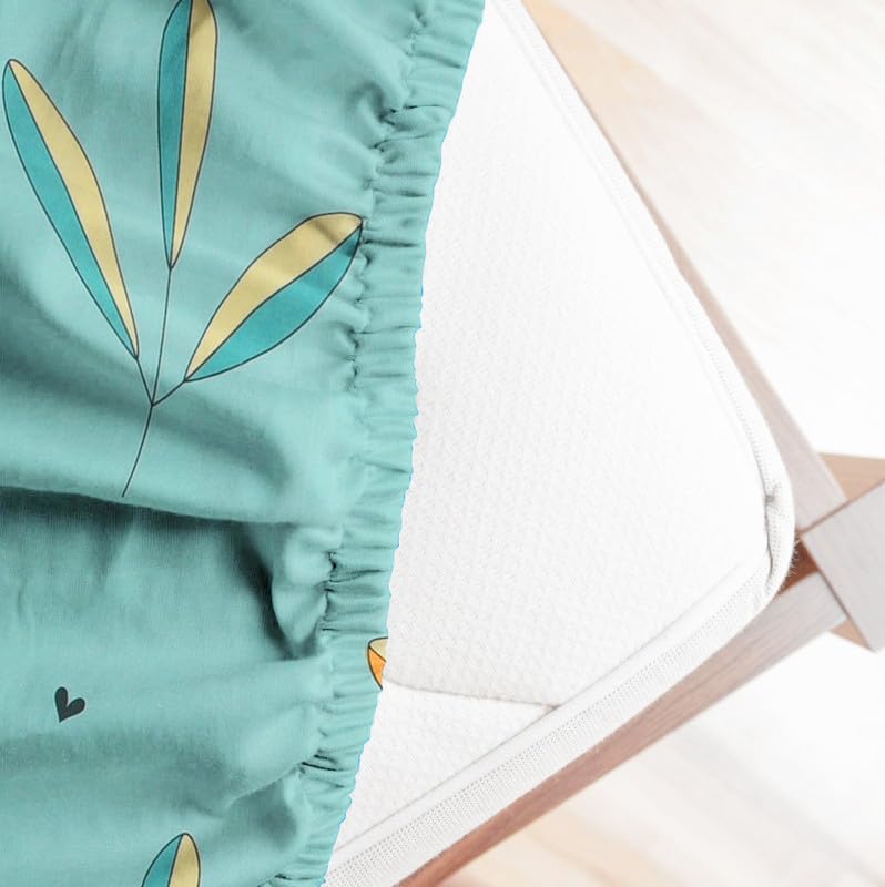 Elastic Fitted Bedsheets With 2 Pillow Covers - Size 78 X72+10 Inches, Mint Green | King Size Bed With All Around Elastic 220 TC Super Soft Breathable