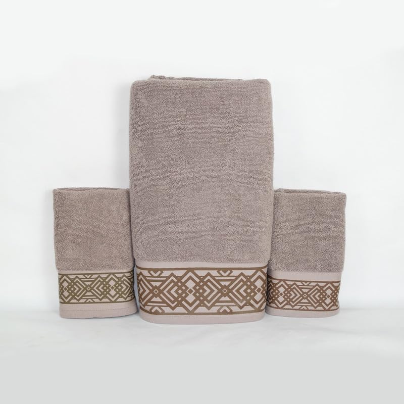 Rangoli 100% Cotton Fibre 2 Hand & 1 Bath Towel 1100 Gsm | Highly Durable & Absorbent Towel | Skin-Friendly & Quick Drying Luxury Towels (Brown) - Pack Of 3