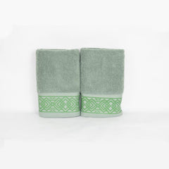 Rangoli 100% Cotton Fibre 2 Hand Towels 400 Gsm | Highly Durable & Absorbent Towel | Skin-Friendly & Quick Drying Luxury Towels (Green) - Pack Of 2
