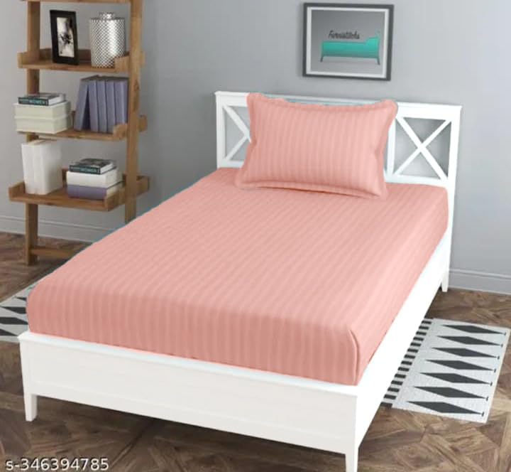 Premium Single Bedsheet With 1 Pillow Cover - 60 X 90 Inches, Peach | Ideal For Home, Hotel, Guest House | Soft, Elegant Microfiber For Ultimate Comfort