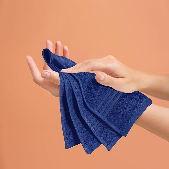 Grgrasp Thread That Bind Relations 100% Cotton Hand Towel 800 Gsm | Fully Absorvent & Quick Dry Towel (Navy Blue) - 4 Pcs