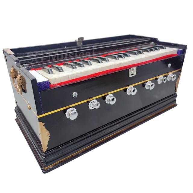 Musical Instrument Harmonium For Beginners & Kids - 7 Stopper, 39 Keys, Double Bellow, Two Reeds (Base- Male), 3.25 Octave | Compact & Portable Design