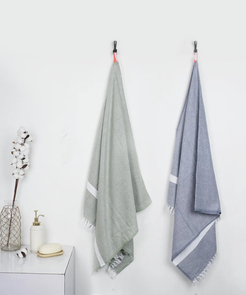 Thirsty Towel By Doctor Towels Premium Cotton Bath Towel 400 Gsm | Super Soft Towels, Quick Dry Towels Pack Of 2 (Forest Green + Denim Blue)