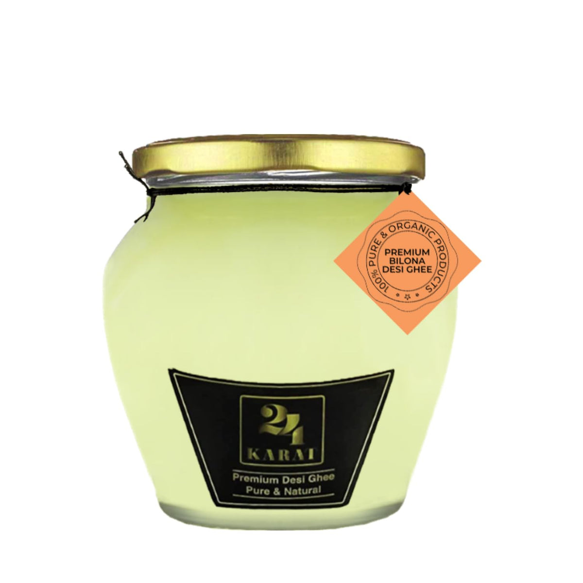 Natural Buffalo Desi Ghee By 24 Karat | Rich In Vitamins & Protein Fiber Curd-Churned Bilona Desi Ghee Good For Digestion | (500ml) 16.9 Ounce | Jar Pack