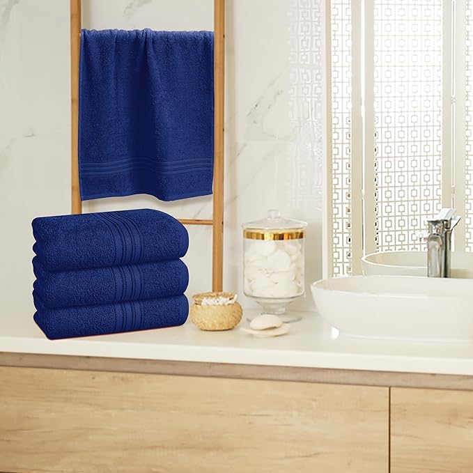 Grgrasp Thread That Bind Relations 100% Cotton Hand Towel 800 Gsm | Fully Absorvent & Quick Dry Towel (Navy Blue) - 4 Pcs
