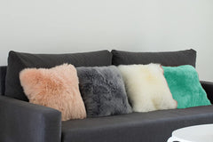 Small Fur Pillow, Cushions For Sofa - Beige, Light Green, White & Black, Standard Size - 12 X 12 Inches | Soft Pillow, Washable, Easy To Clean - Pack Of 4 | Best Pillow - Model 1