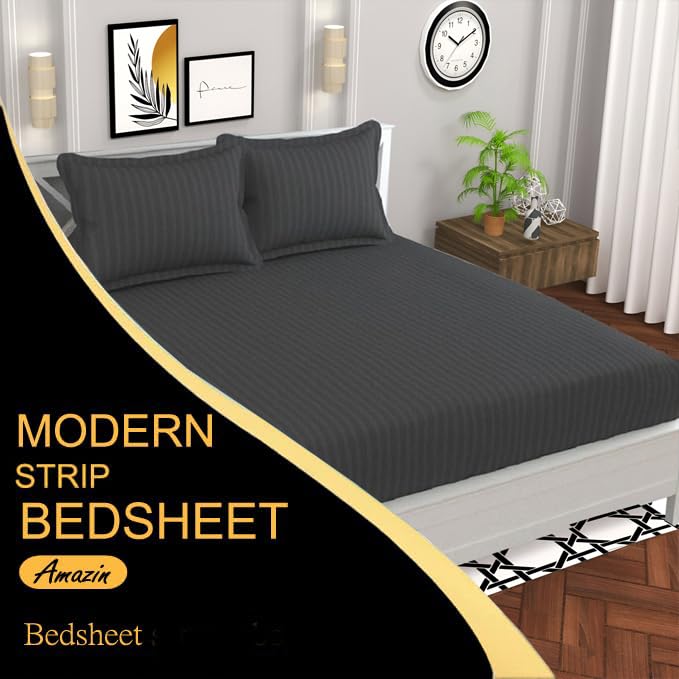 Cotton Double Bedsheet With 2 Pillow Cover - 90 X 90 Inches, Grey | Suitable For All Seasons & Easy To Wash | Bedding Set For Daily Use