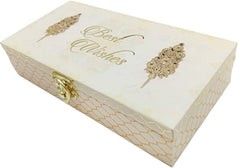 Designer Wodden Fancy Shagun Gift Boxes For Wedding, Shagun Cash Box Or Money Box With Mgi Printing For Wedding, Engagement, Holi, Diwali, Baby Showers, Colour - Gold, Pack Of 2