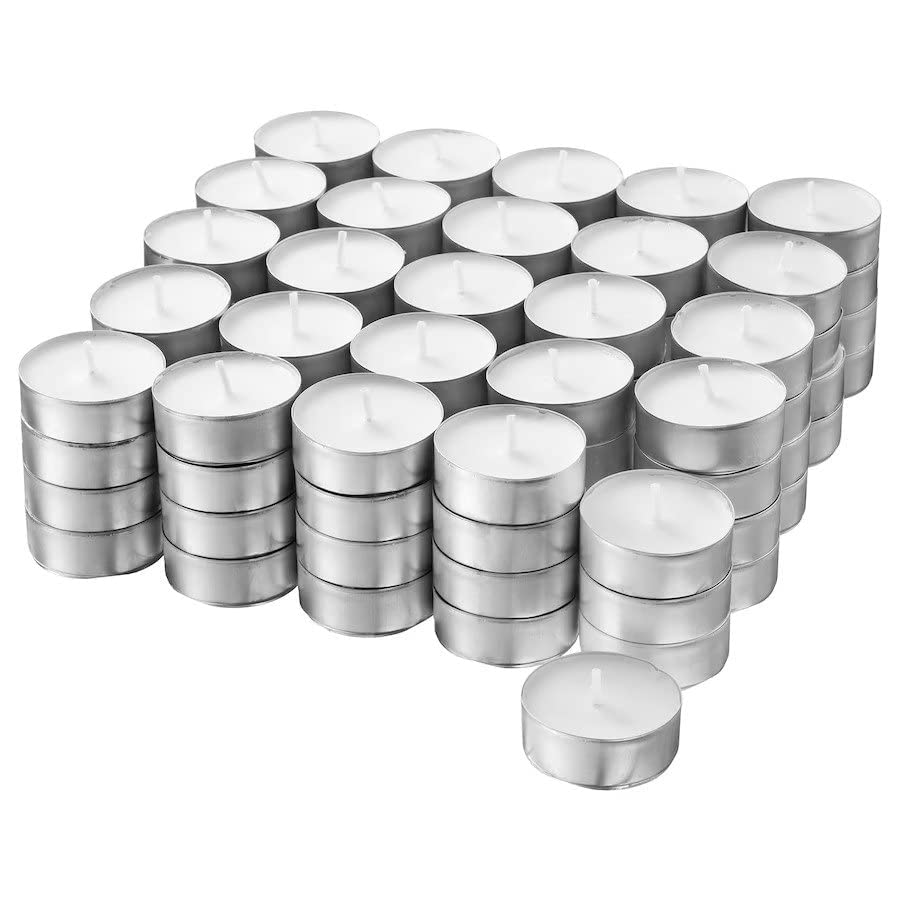 WHITE WAX TEA LIGHT CANDLES SET OF 100 FOR ALL FESTIVALS DECURATIVE CANDLES