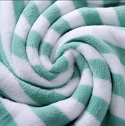 Homecloud Ultra Soft 300 Gsm Bath Towel Set | 3x Softer Than Cotton Towels Strip Green | Highly Absorbent & Ultra Fast Dry (Set Of 2) 1 Bath + 1 Face Towel